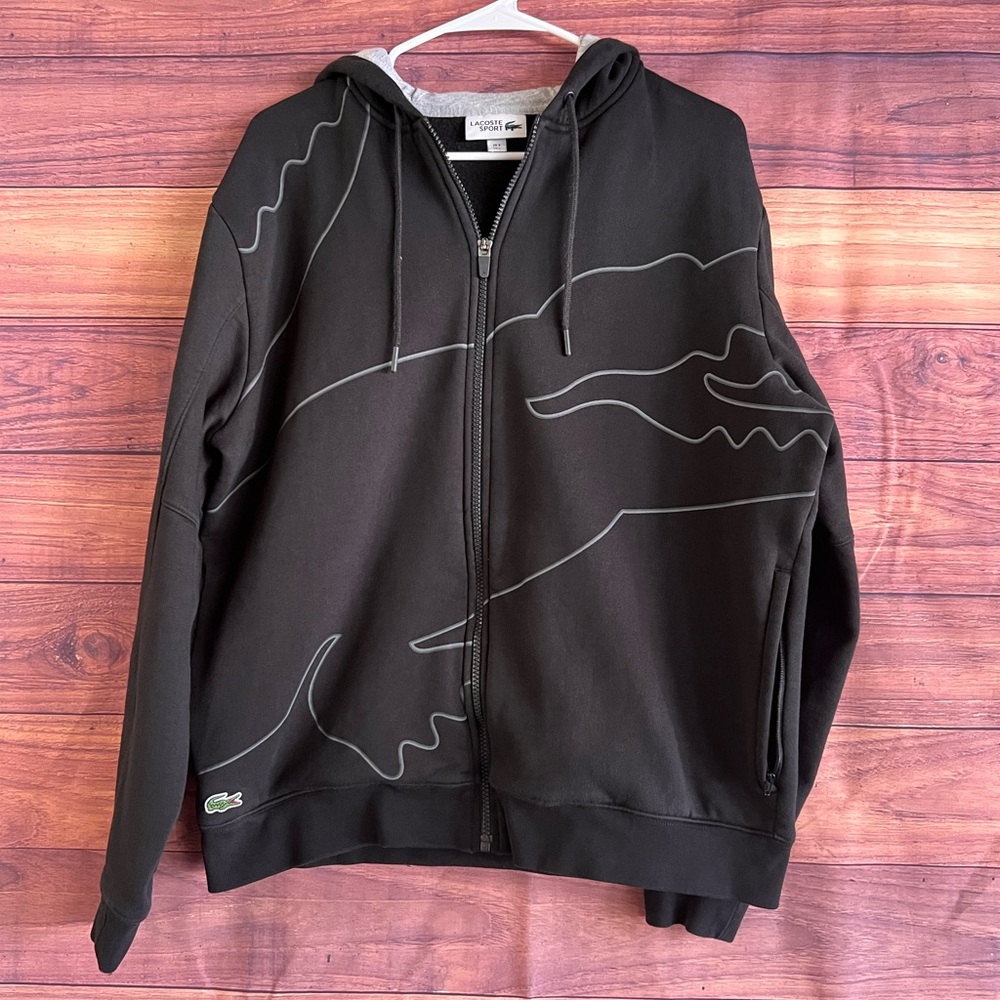 Lacoste Men's Sport Long Sleeve Outlined Big Croc Full Zip Hoodie - Picture 2 of 7